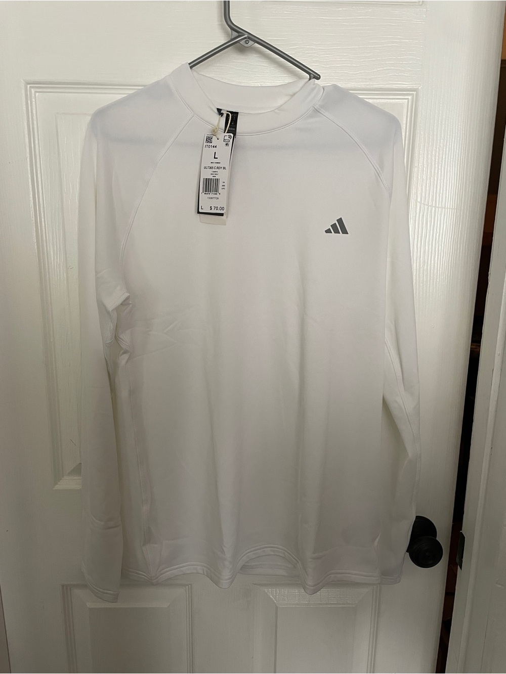 adidas White Long-Sleeve Performance Tee